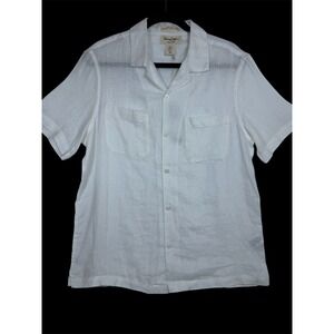 Panama Jack 100% Linen Button‎ Up Short Sleeve Shirt White Mens M New W TAG